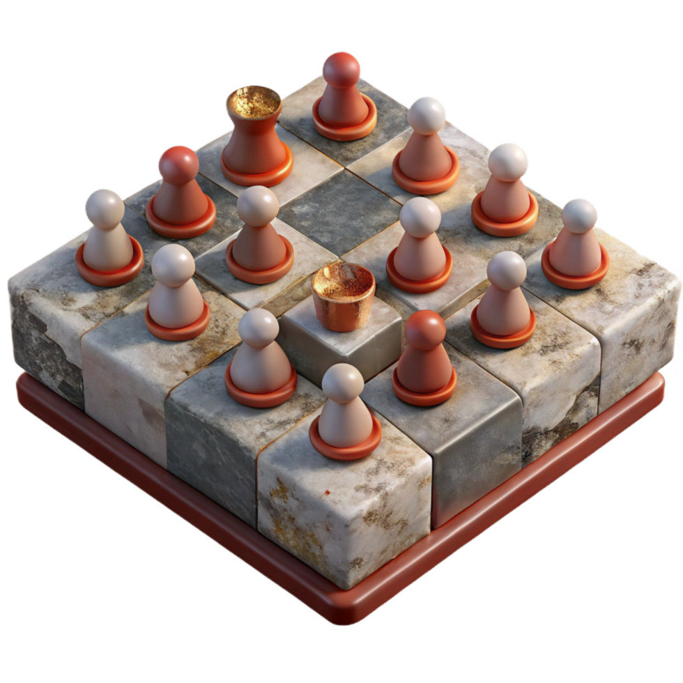 magnificent creative Chessboard with Multiple Pieces in Same Square Isolated premium png