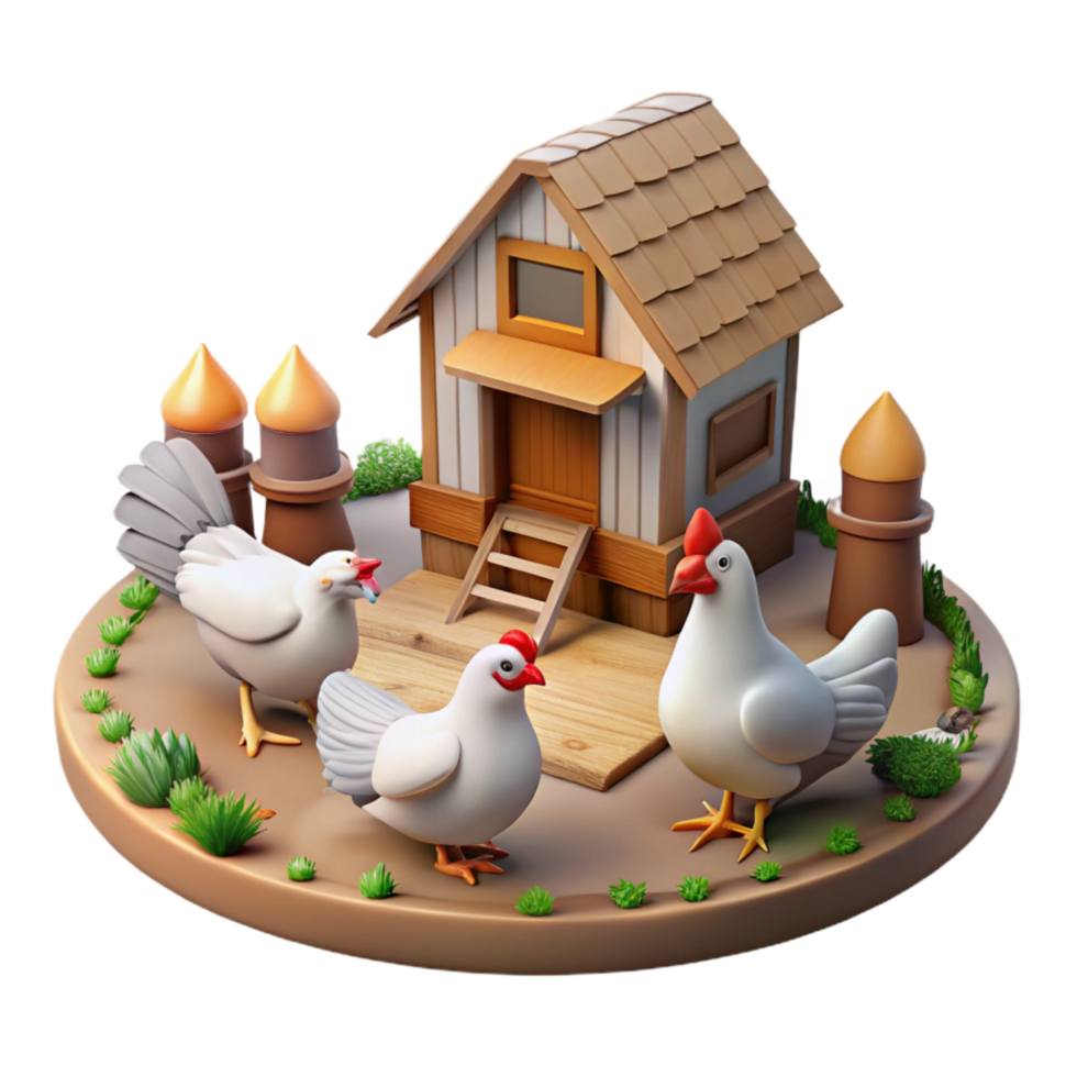 beautiful rustic Chickens Pecking at Ground Rural Setting Cutout exclusive png