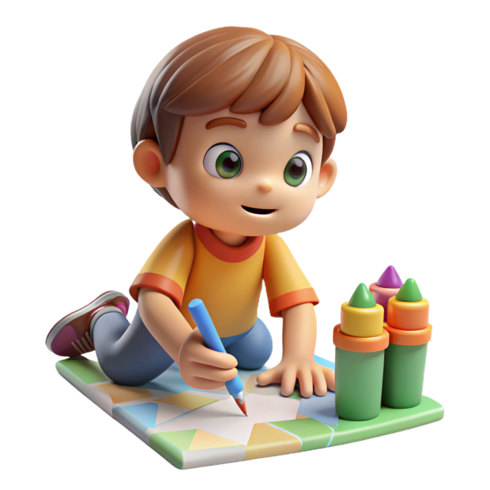 elegant artistic Child Drawing with Crayons Cutout high quality png