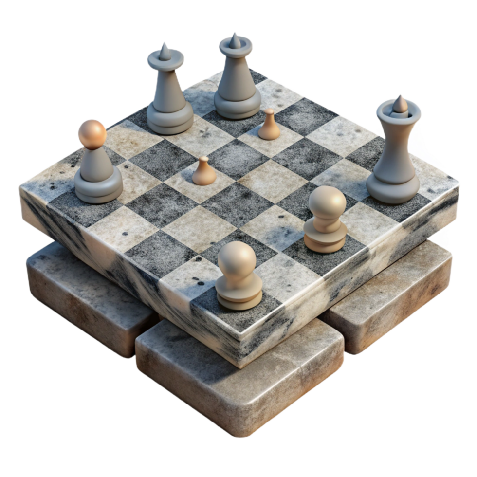 elegant modern Chessboard with Multiple Pieces in Same Square Isolated high resolution png