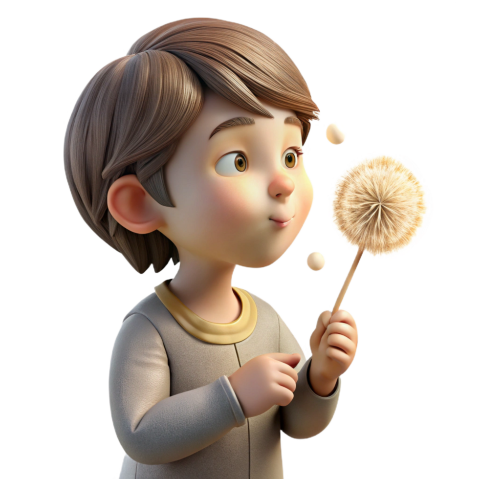 beautiful modern Child Blowing Dandelion Seeds Cutout high quality png
