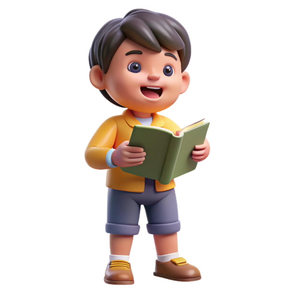 magnificent traditional Child Learning a New Language Isolated Transparent Background detailed png