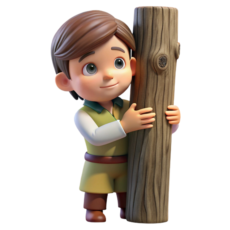 impressive traditional Child Hugging Tree Trunk Isolated Heartwarming Scene 4K png