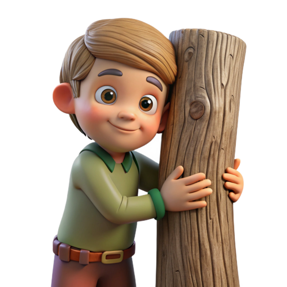 beautiful classic Child Hugging Tree Trunk Isolated Heartwarming Scene authentic png