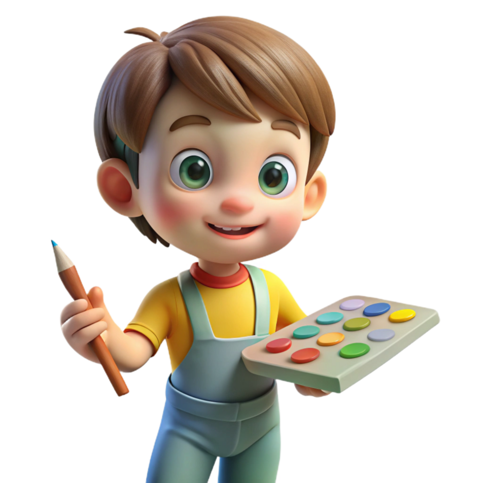 impressive modern Child Painting with Watercolors Isolated 4K png