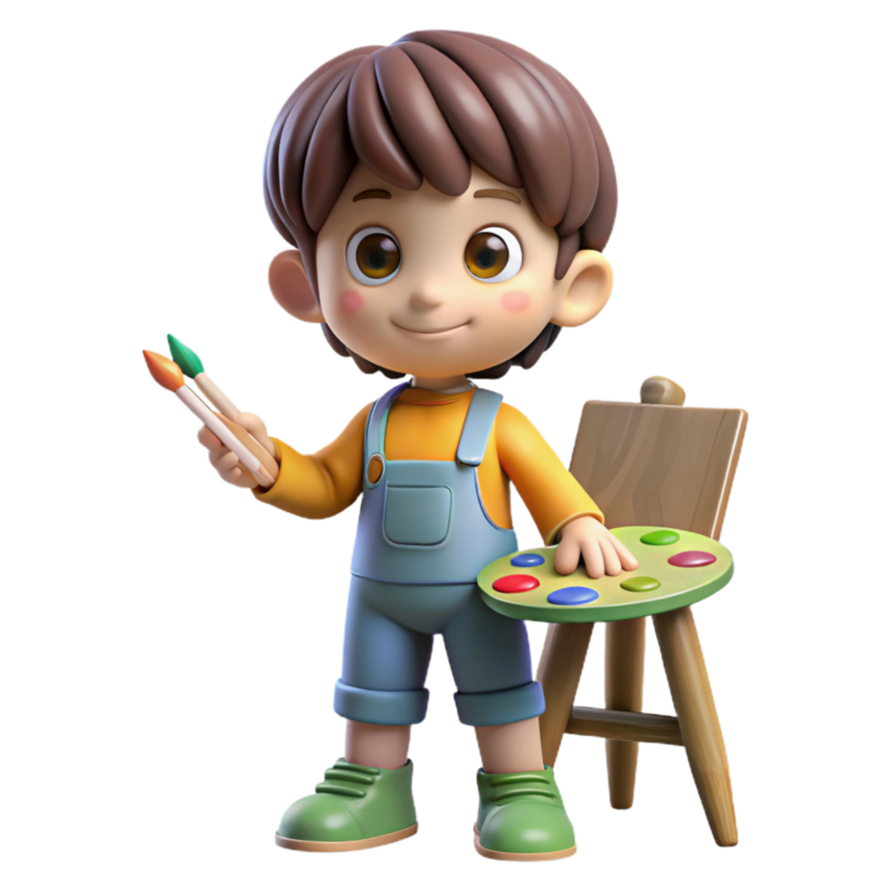 serene creative Child Painting with Watercolors Isolated authentic png