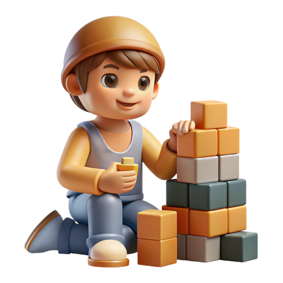 dramatic traditional Child Playing with Building Blocks Cutout professional png