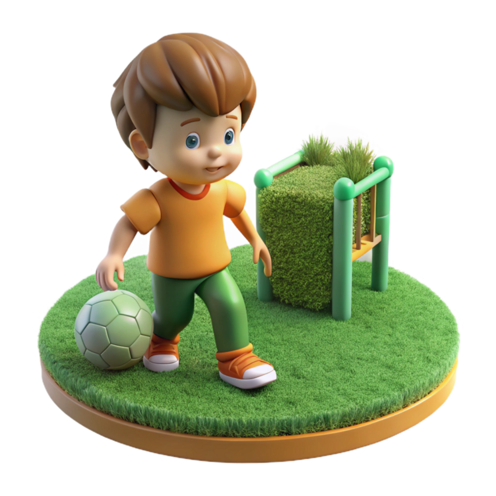 serene classic Child Playing in Park Transparent Background Green Grass premium png