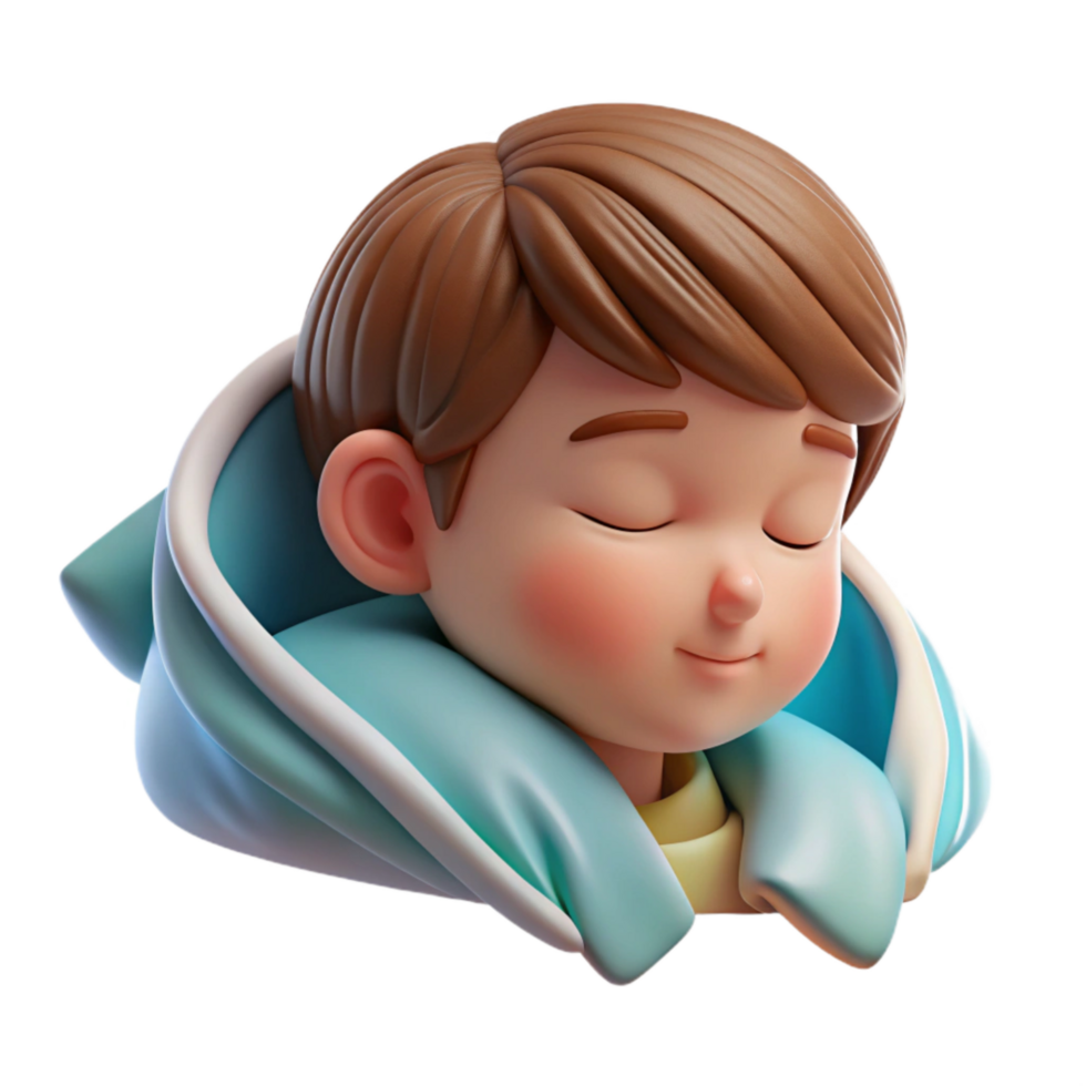 elegant traditional Child Sleeping Peacefully in Bed Cutout genuine png