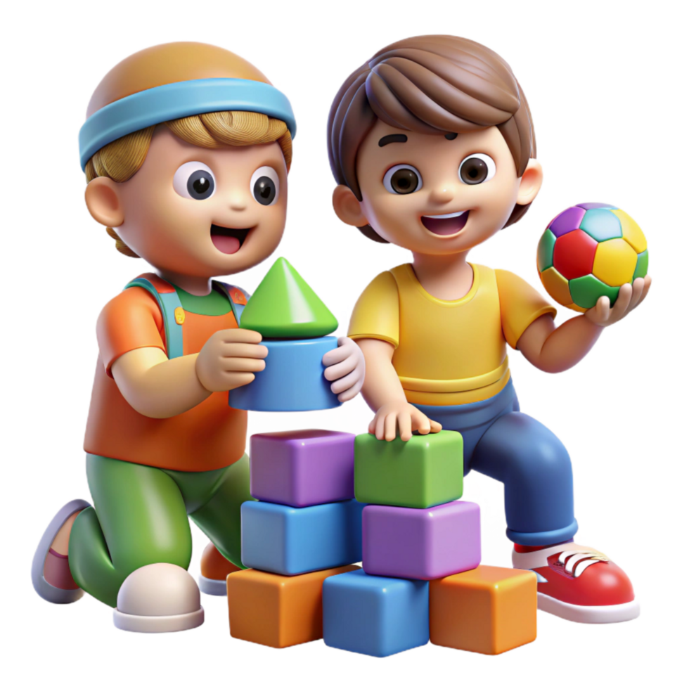 extraordinary rustic Children Playing with Colorful Toys Transparent Background high resolution png
