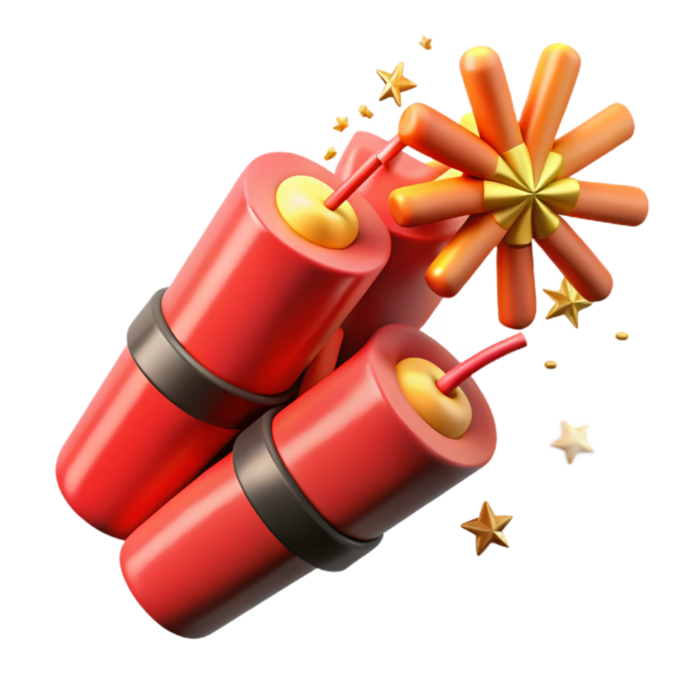 beautiful artistic Chinese New Year Firecrackers Exploding Cutout genuine png