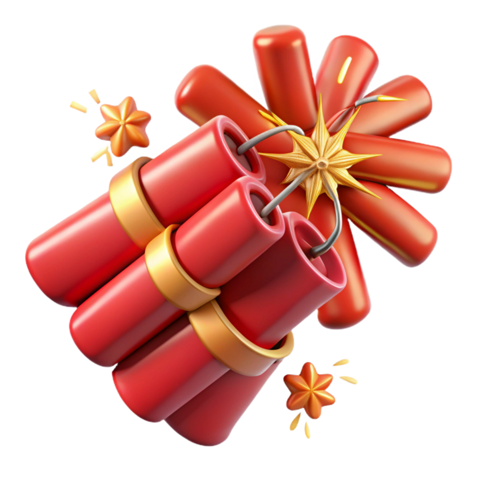 elegant abstract Chinese New Year Firecrackers Exploding Cutout detailed png