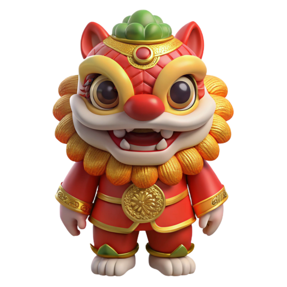 impressive contemporary Chinese New Year Lion Dance Costume Cutout authentic png