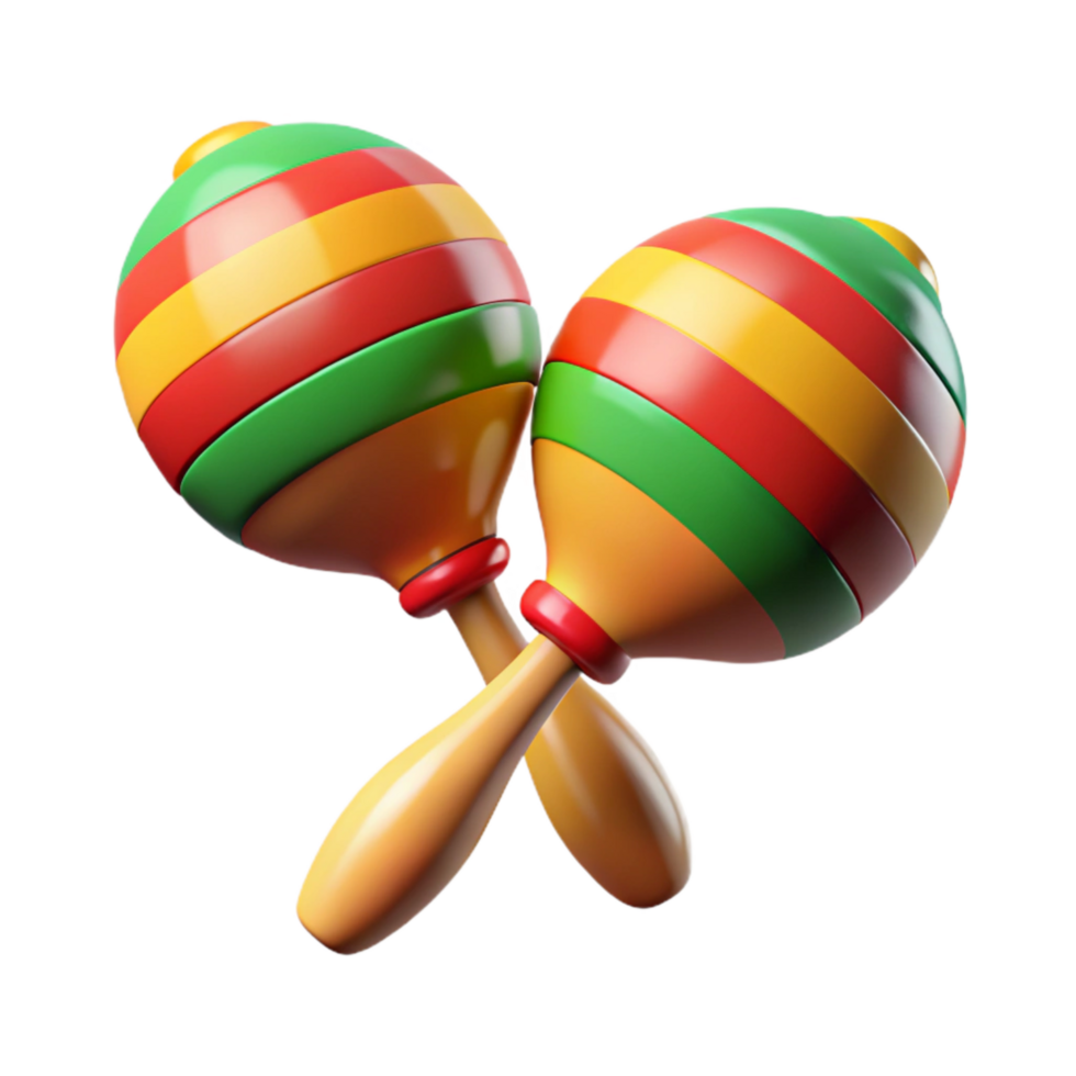 stunning classic Cinco De Mayo Maracas Isolated with Bright Stripes high quality png