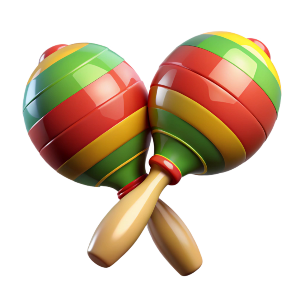 dramatic traditional Cinco De Mayo Maracas Isolated with Bright Stripes high resolution png
