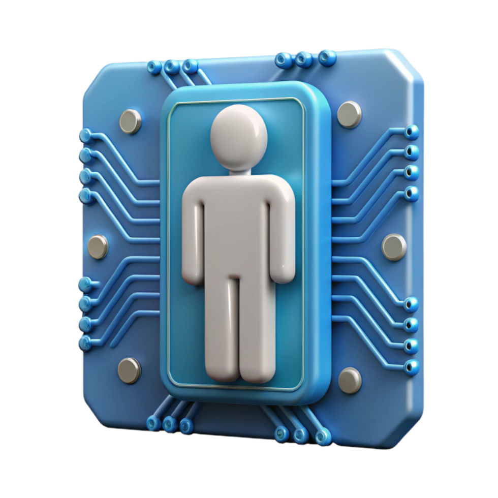 stunning artistic Circuit Board Pattern Integrated with Human Silhouette Isolated 4K png