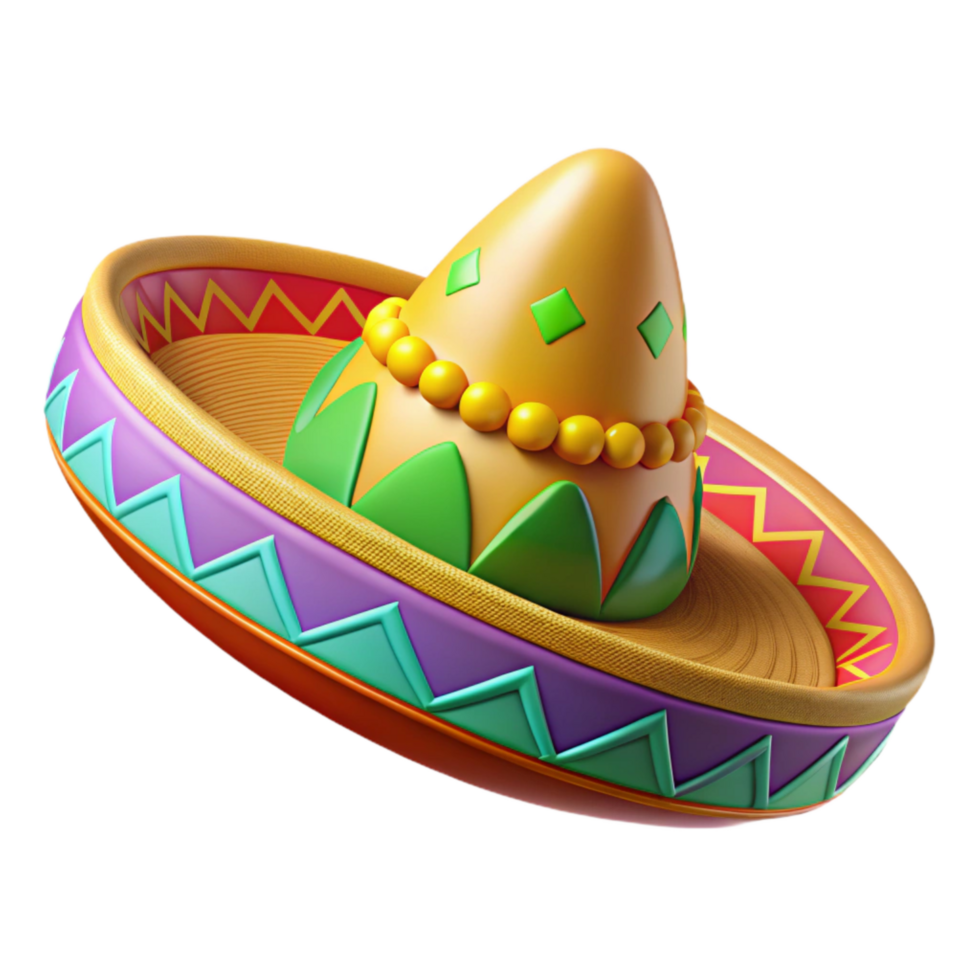 vibrant rustic Cinco De Mayo Sombrero with Vibrant Embroidery Isolated authentic png