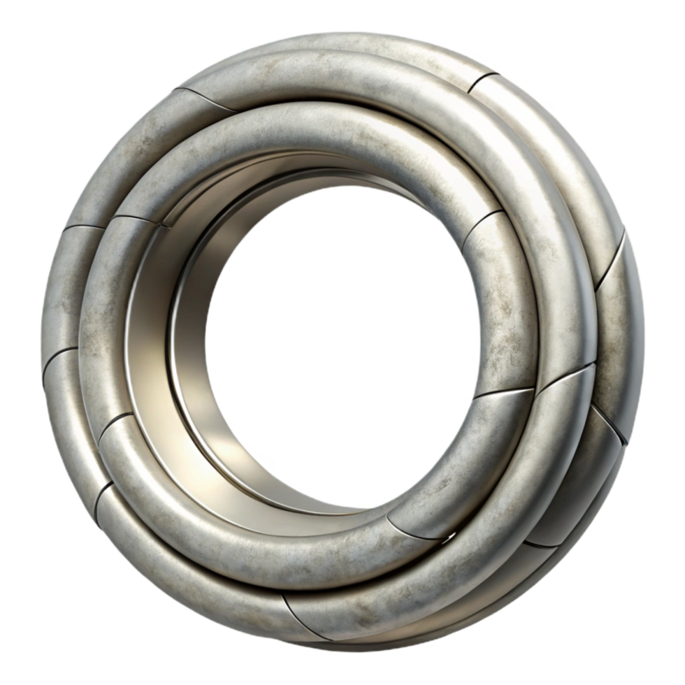 stunning minimalist Circular Portal with Rotating Rings Silver Color Transparent Background detailed png