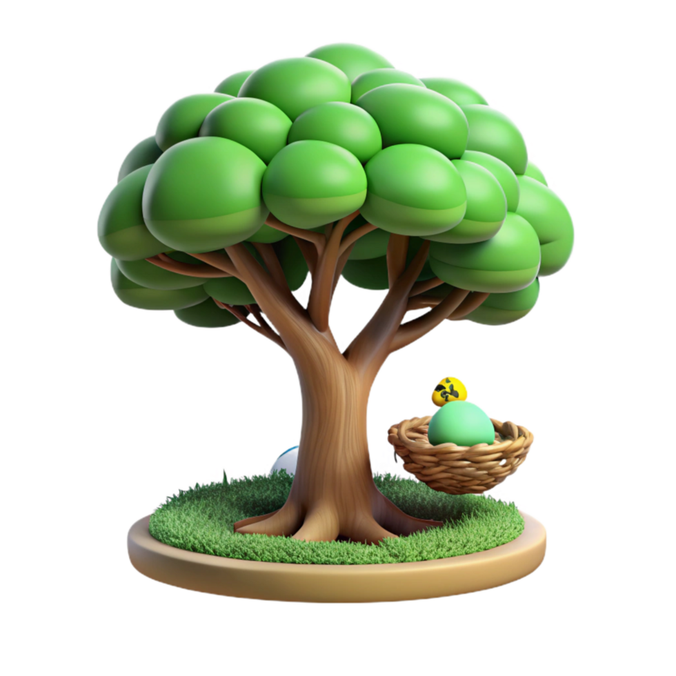 elegant minimalist City Park Tree with Nest Isolated Bird Habitat high quality png