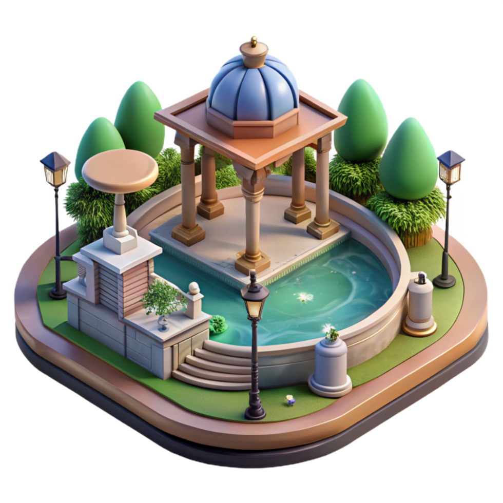 serene traditional City Park with Pond and Ducks Isolated Waterfowl Habitat 4K png