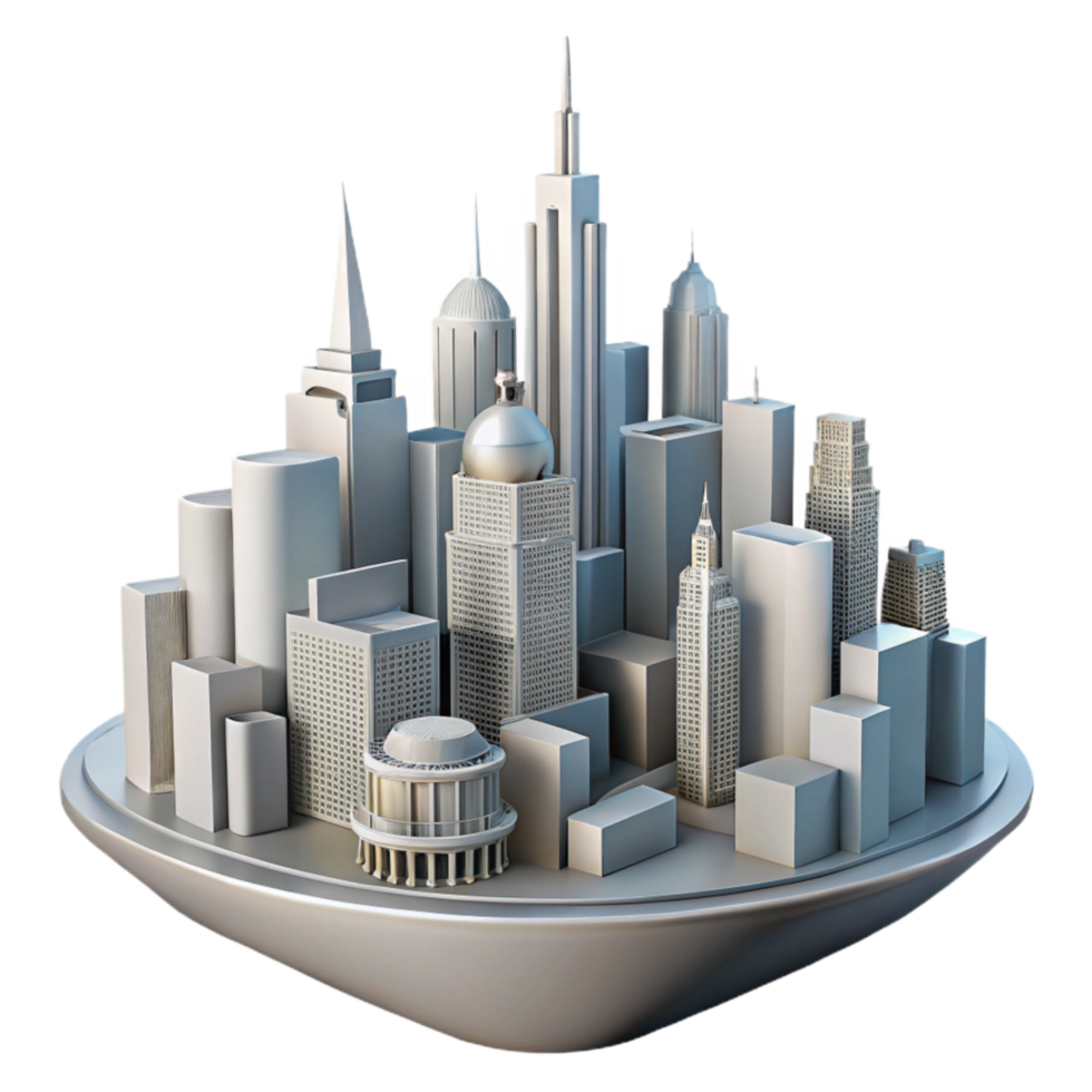 serene abstract Cityscape Skyline Buildings Silhouette Transparent Cutout 4K png