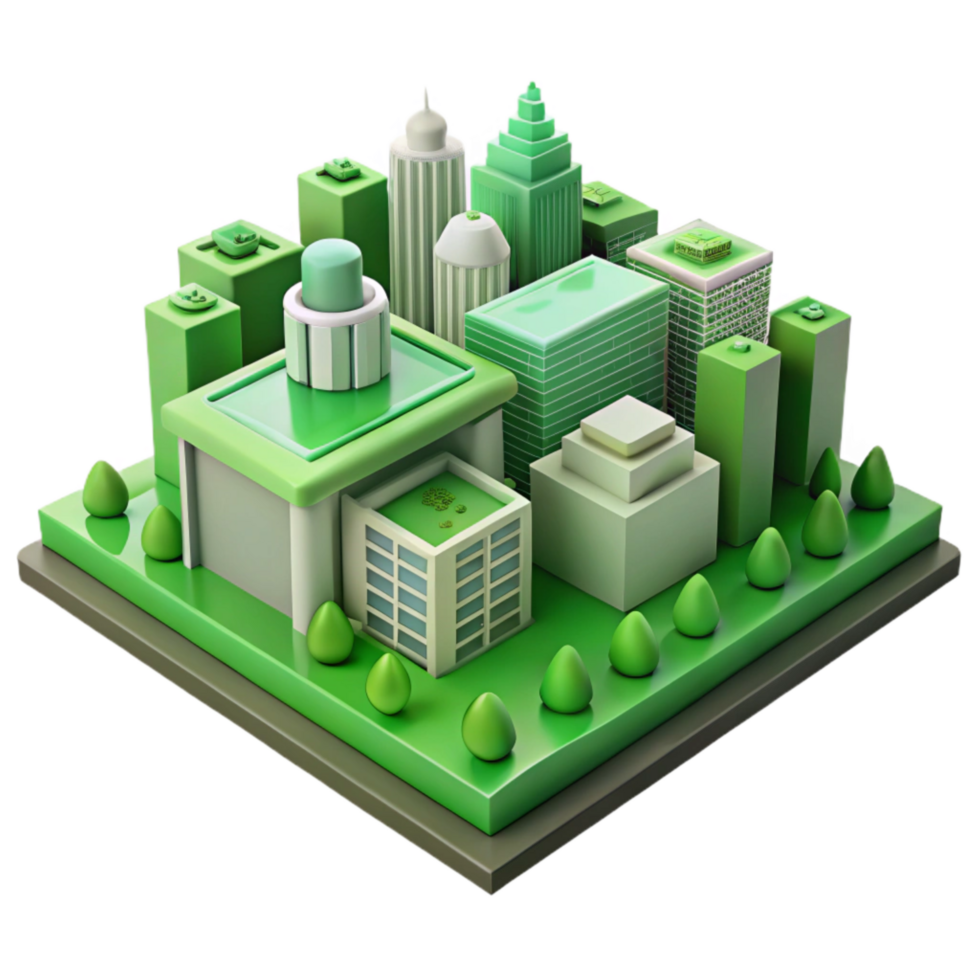 elegant classic Cityscape with Green Roof Overlay Isolated on Transparent Background authentic png