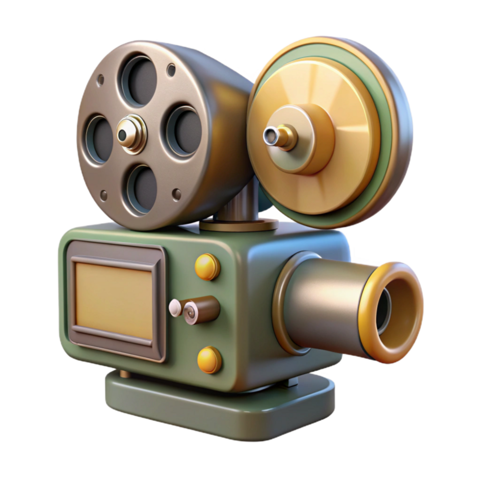 magnificent traditional Classic Film Projector Angled View Isolated detailed png