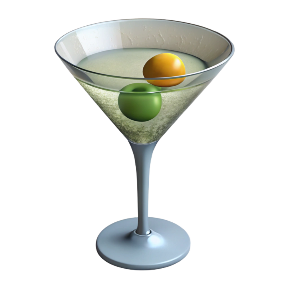 extraordinary traditional Classic Martini Glass Olive Garnish Isolated detailed png