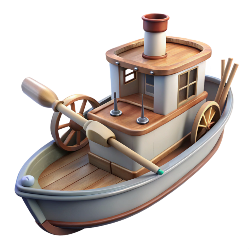 magnificent modern Classic Steamboat Transparent Background with Paddle Wheel 4K png