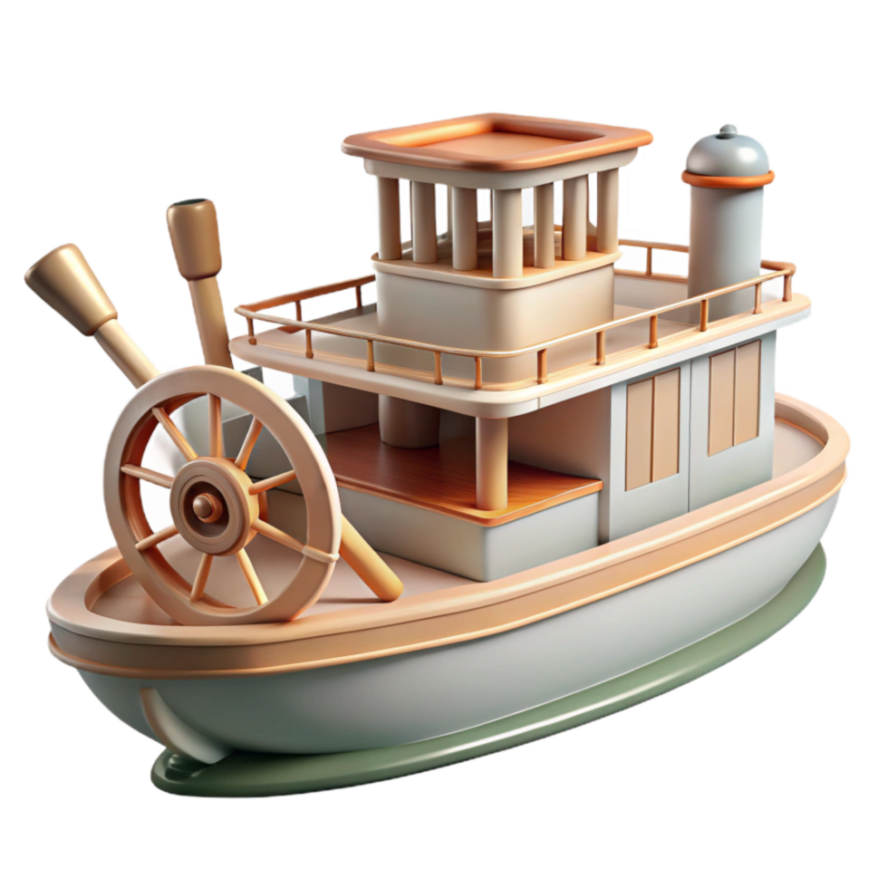 beautiful classic Classic Steamboat Transparent Background with Paddle Wheel genuine png