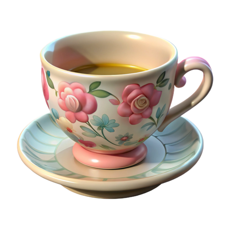 wonderful classic Classic Teacup Cutout with Floral Pattern exclusive png