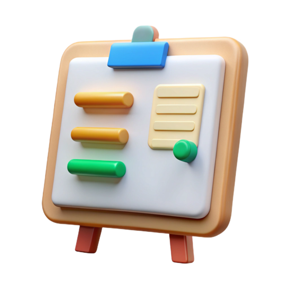 beautiful contemporary Classroom Whiteboard with Notes Isolated high quality png