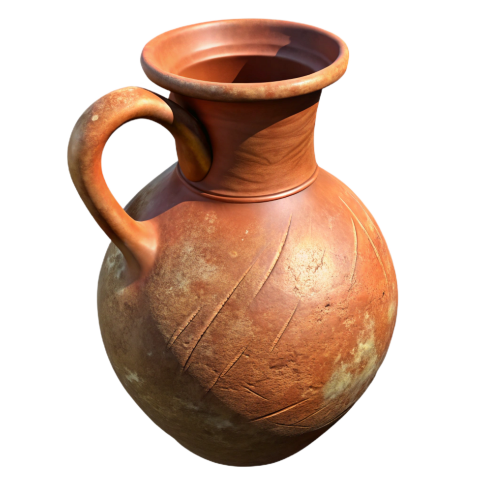 elegant creative Clay Pottery Jug with Rustic Texture Cutout premium png