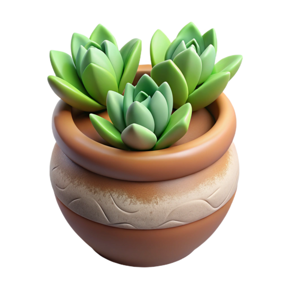 beautiful creative Clay Pot with Succulents Transparent Background genuine png