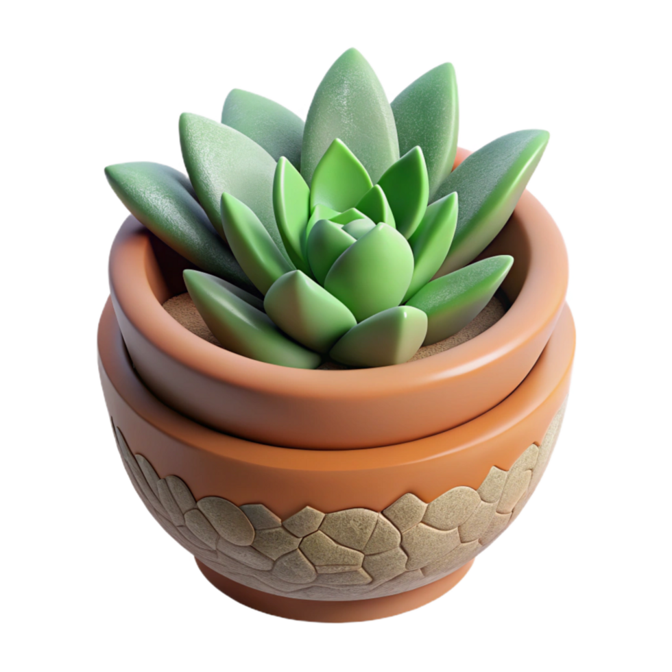 magnificent artistic Clay Pot with Succulents Transparent Background professional png