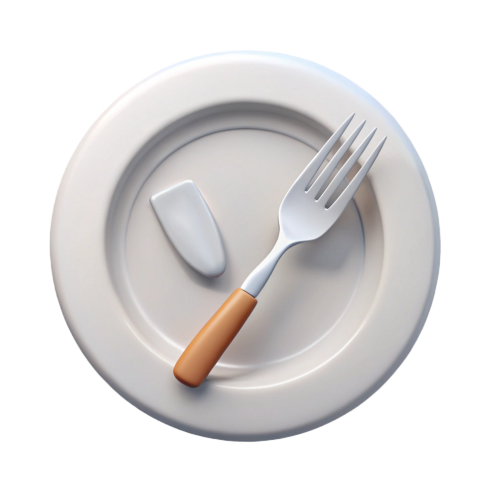 wonderful rustic Clean White Plate with Silverware Transparent Background premium png
