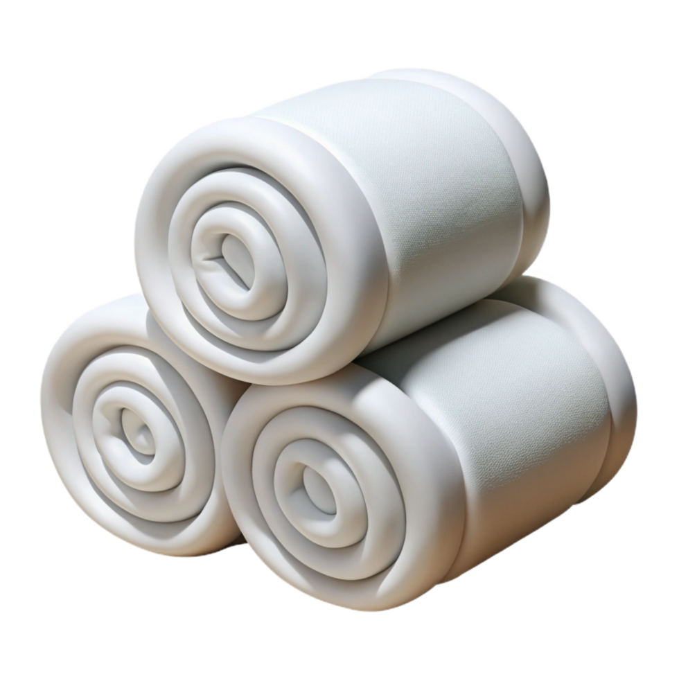 impressive abstract Clean White Towels Rolled Up Transparent Background genuine png