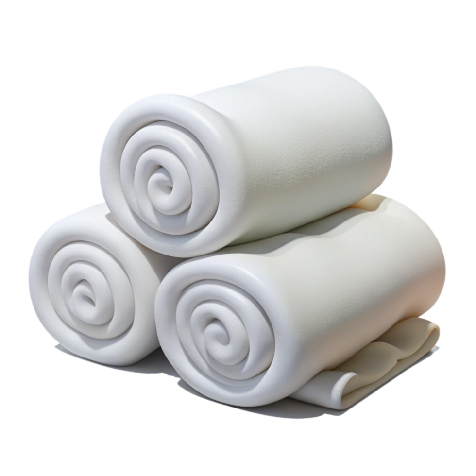serene classic Clean White Towels Rolled Up Transparent Background detailed png