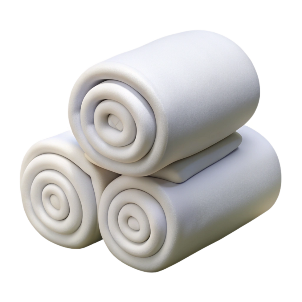 wonderful abstract Clean White Towels Rolled Up Transparent Background detailed png