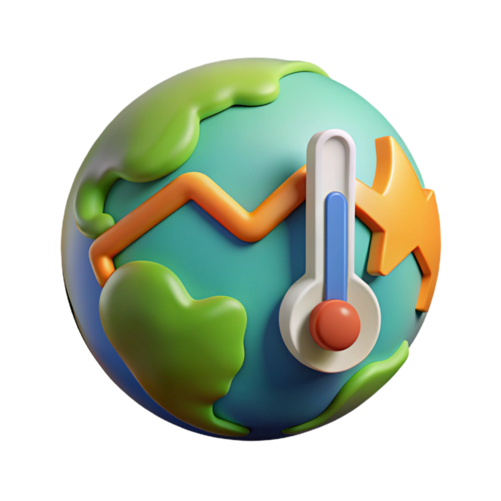 elegant traditional Climate Action Icon Cutout Rising Temperature Graph 4K png