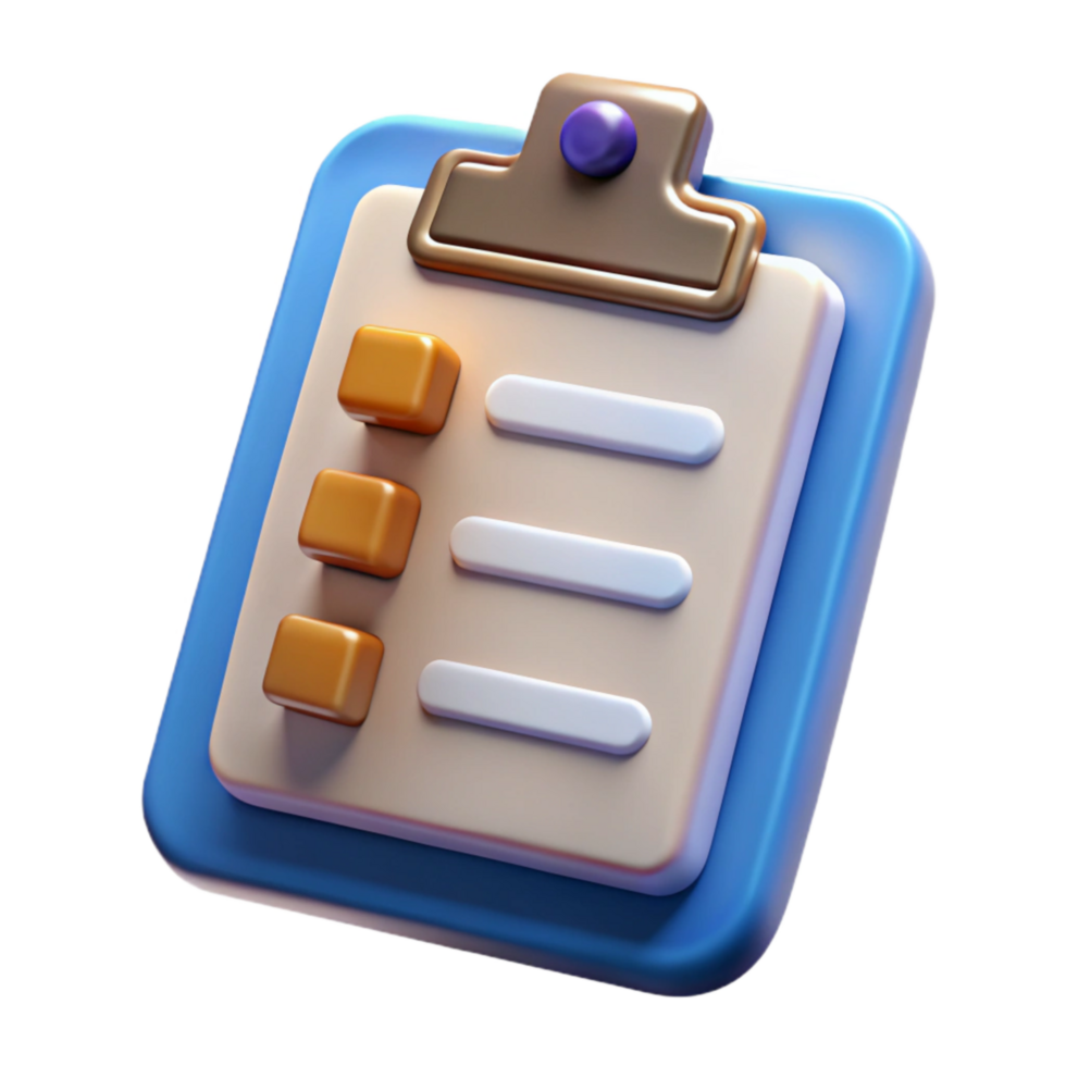 beautiful artistic Clipboard with Checklist Transparent Background high resolution png