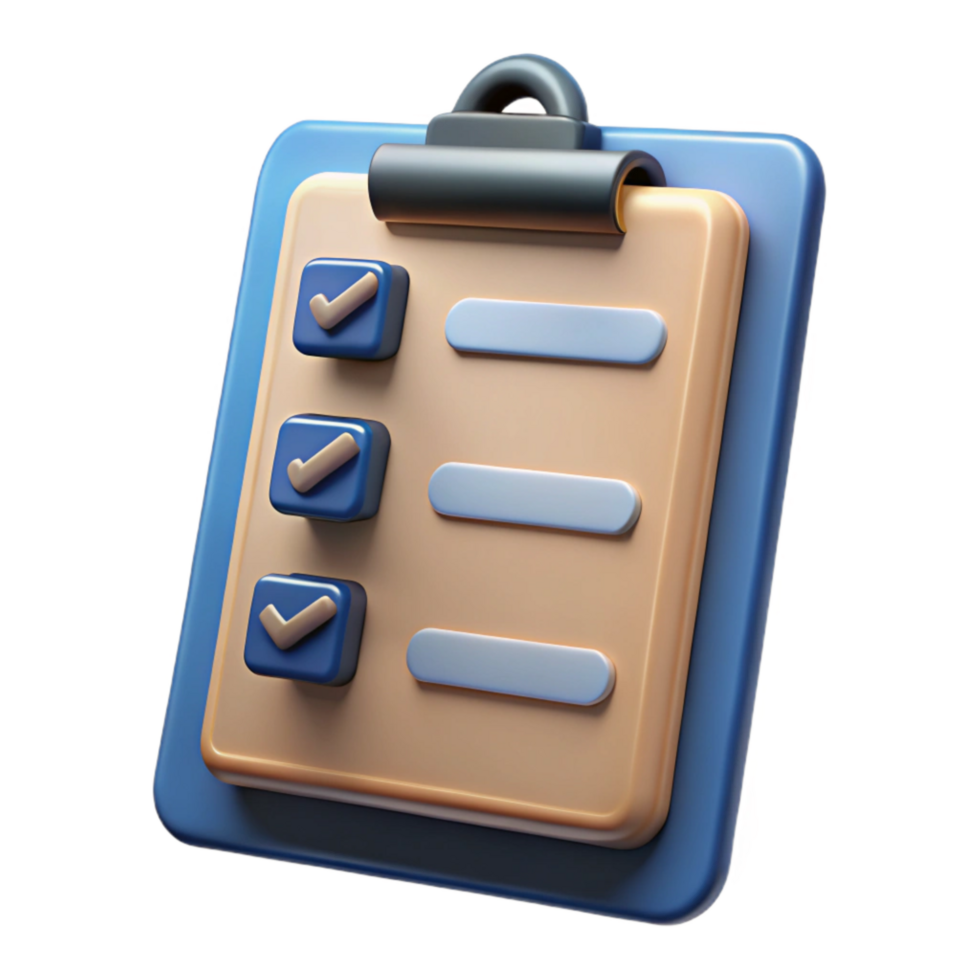 beautiful modern Clipboard with Checklist Transparent Background authentic png