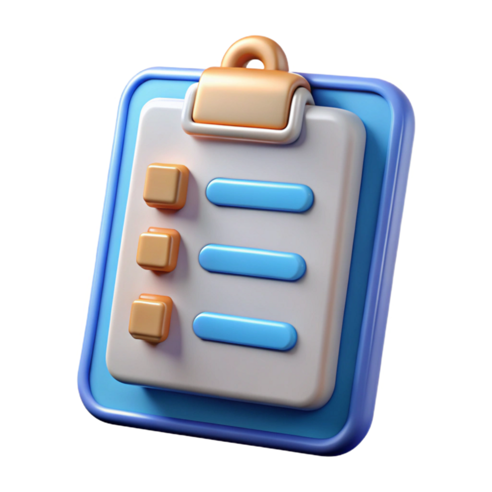 beautiful rustic Clipboard with Checklist Transparent Background detailed png