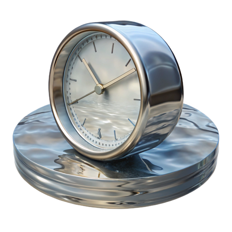 stunning vintage Clock Face Reflected in Water Transparent Background genuine png