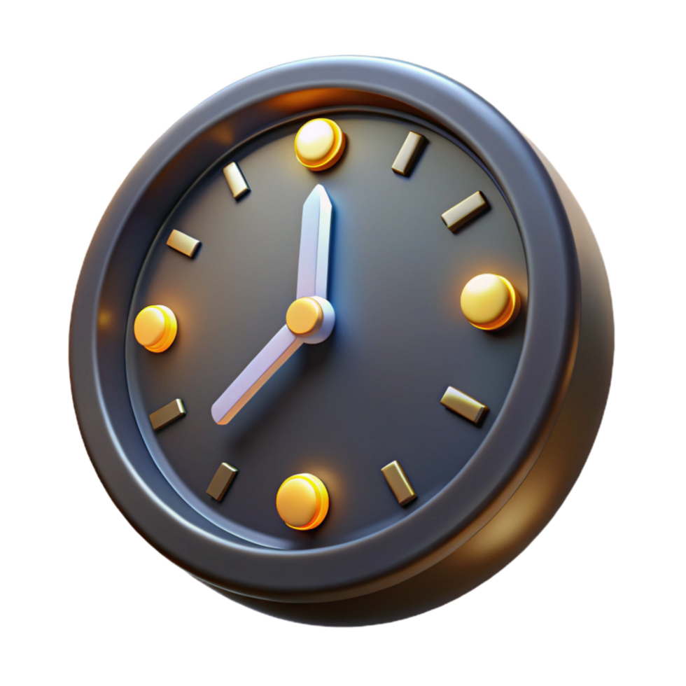 wonderful minimalist Clock Face with Glowing Symbols Transparent Background 4K png