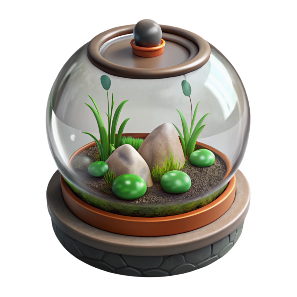 elegant minimalist Closed Ecology Terrarium Isolated detailed png