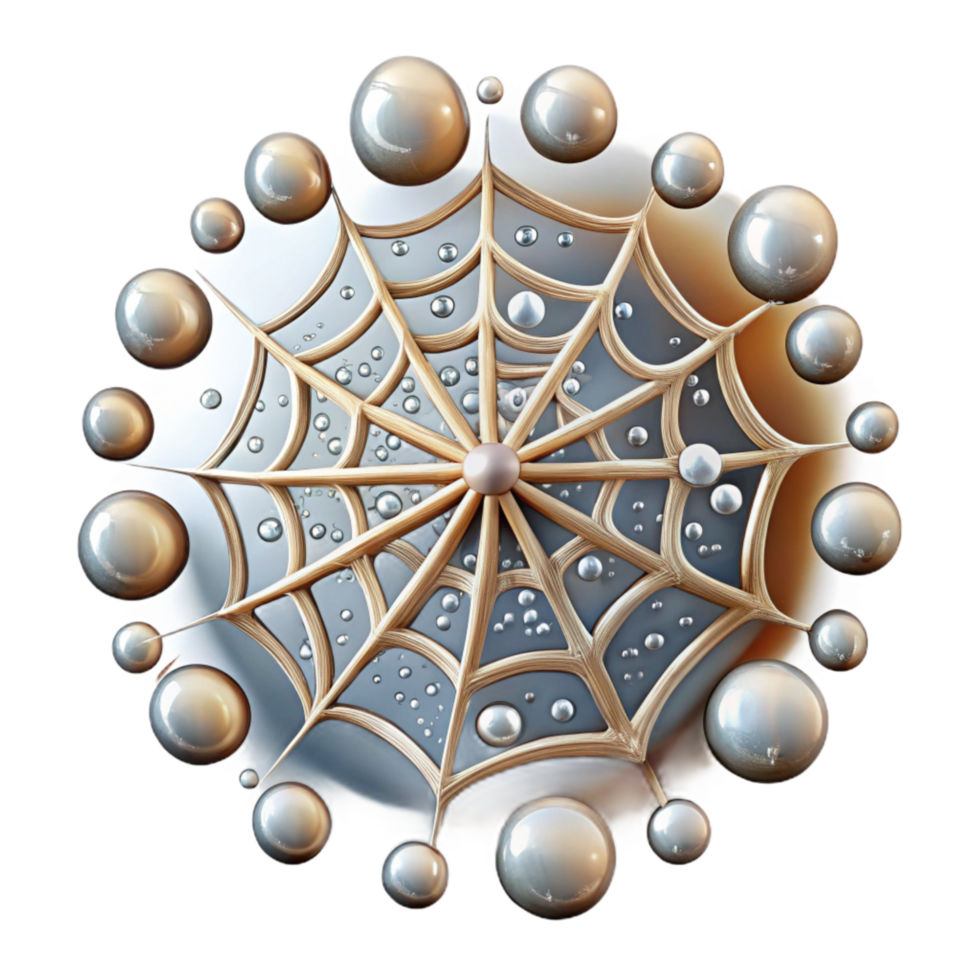 extraordinary classic Close Up of Dew Drops on Spiderweb Transparent Background professional png