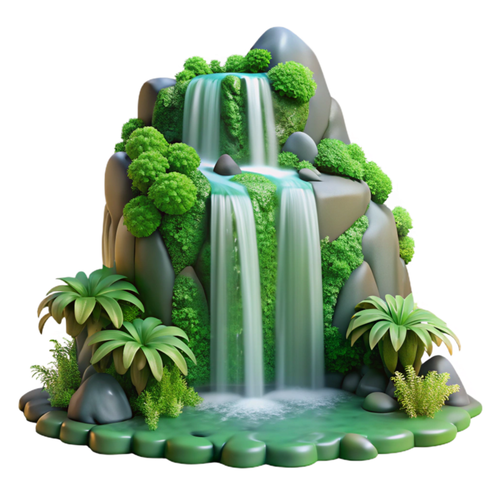 vibrant vintage Close Up of Waterfall with Lush Greenery Transparent Background genuine png