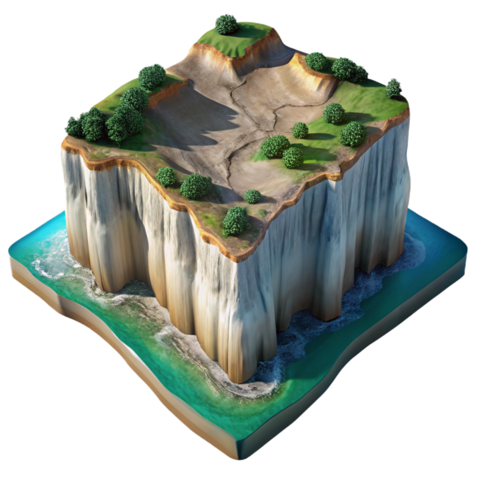 extraordinary rustic Coastal Cliffs Aerial Perspective Transparent Background high quality png