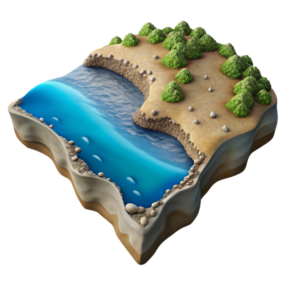serene artistic Coastal Erosion Cutout Aerial View professional png